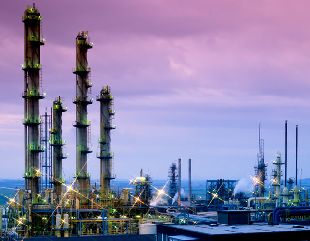 industry towers purple sky